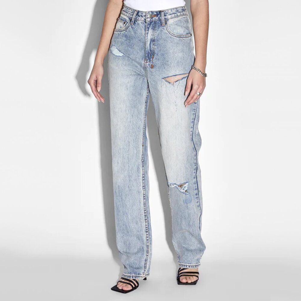 KSUBI Playback "Skream Trashed" High Waisted Distressed Jean, size 26